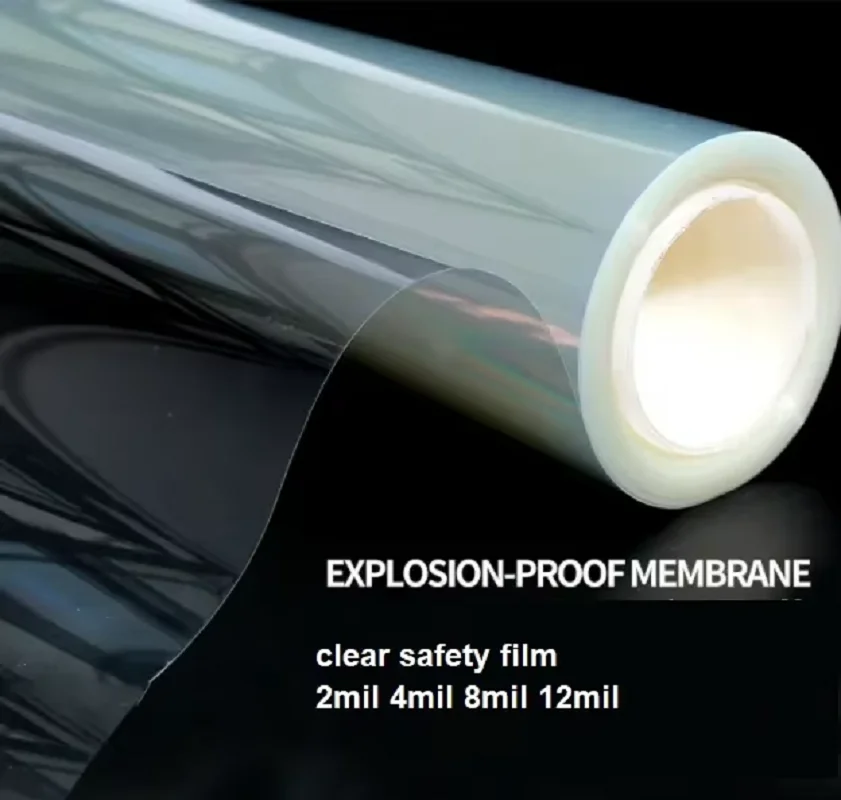 

50X152 см, 2 мил, 4 мил, 8 мил, стеклянная защитная стеклянная пленка против царапин, без остатков клея, прозрачная взрывозащищенная пленка для домашних окон