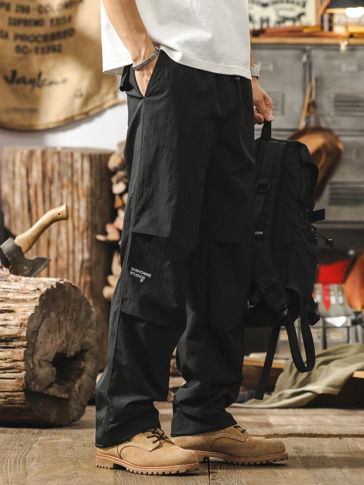 

Американские уличные функциональные тонкие рабочие брюки мужские летние ретро большие размеры прямые десантные повседневные длинные брюки