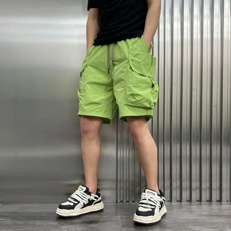 Men's Summer Utility Shorts Featuring Big Pockets Lightweight and Airy Straight Cut Relaxed Fit Plain Color for Casual Use