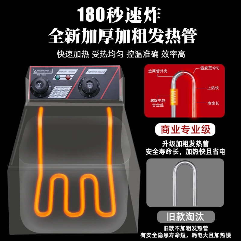 Fryer Commercial electric fryer Single cylinder electric skewer pan Fried chicken chops French fries Special fryer Electric frye