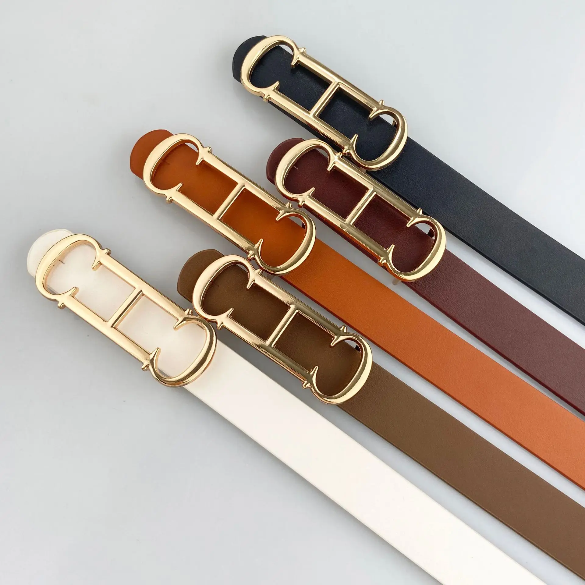 Luxury Brand Pu Leather Belt For Women Designer Alloy Buckle Waist Strap Female Jeans Trouser Dress Waistband