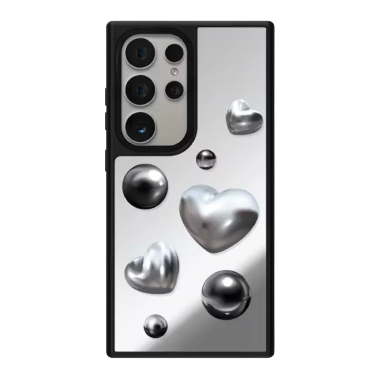 

Creative Silver Heart Mirror Magnetic Case: Compatible with Samsung Galaxy S23 U S24U S25 S26 Ultra S25+ S26 Plus Shell