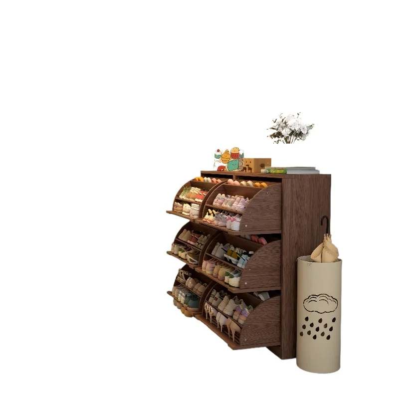 

Solid wood tipping bucket shoe cabinet, new model in the corridor of the indoor entrance of the home, integrated small shoe