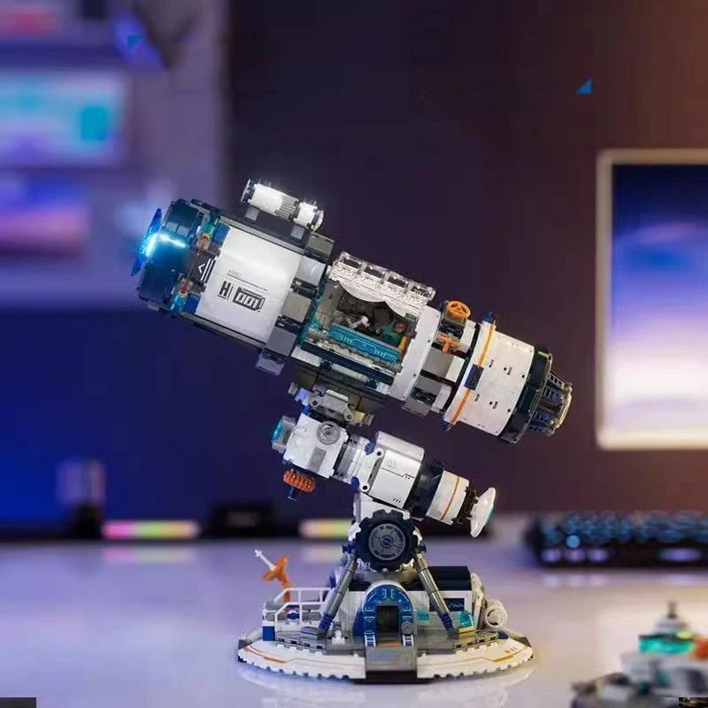 Creative Universe Explore Building Block Astronomical Telescope Brick Figures Steam Educational Toys WIth Light Collection