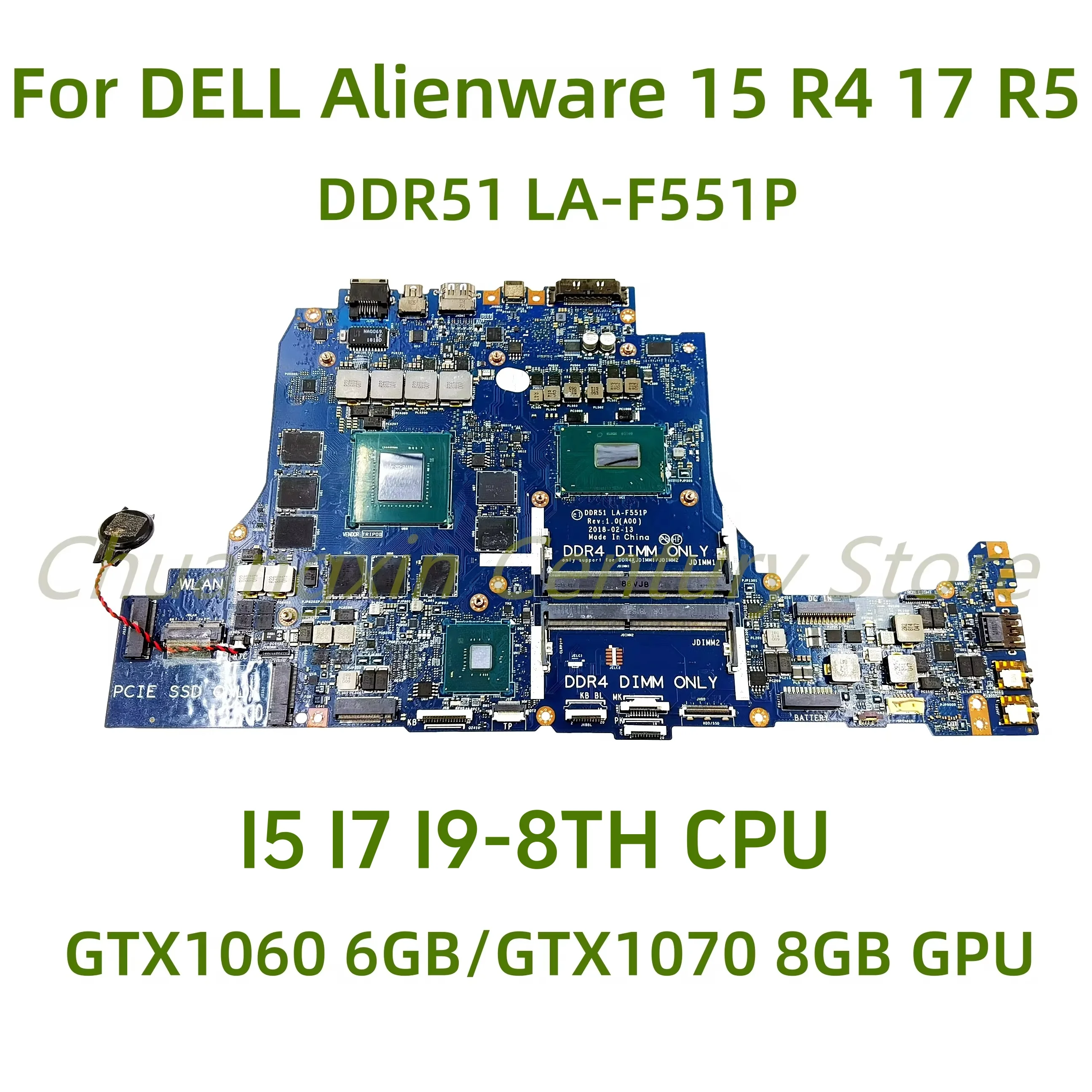 

For DELL Alienware 15 R4 17 R5 laptop motherboard DDR51 LA-F551P with I5 I7 I9-8TH GTX1060 6GB/GTX1070 8GB 100% Tested Full