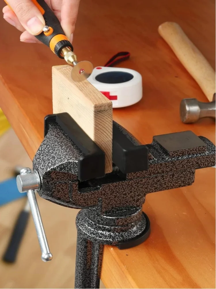 ENJOYWOOD Klemm-Schraubstock mit 80mm Backenbreite, 62mm Tischklemmbereich, 360-Grad-Drehbasis, Werkbank-Holzbearbeitungsklemme