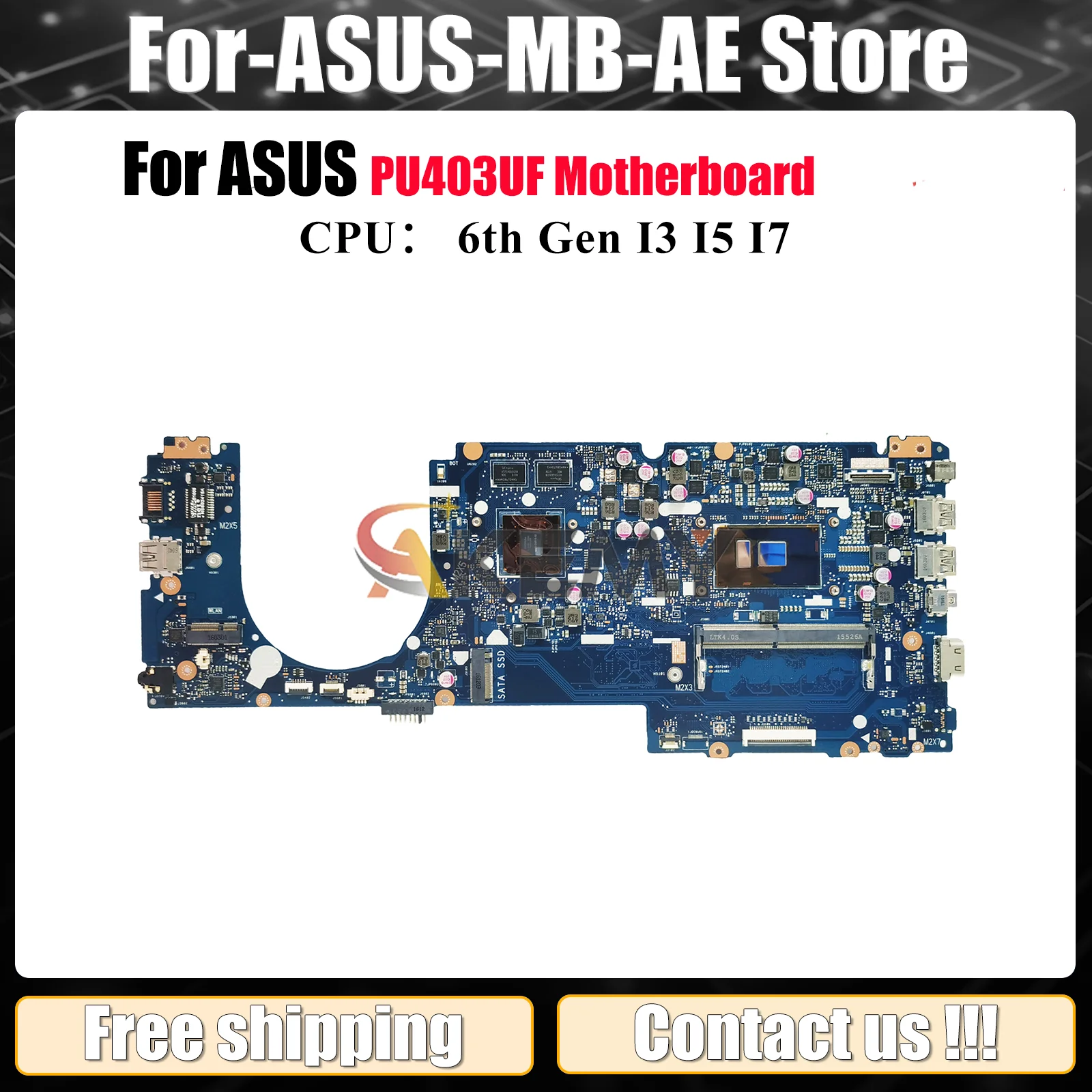 

PU403UF Laptop Motherboard For ASUS VivoBook PU403U PU403UF Notebook Mainboard With I3 I5 I7 CPU 100% tests OK fast shipping stk
