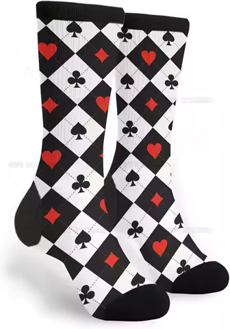 Poker Card Unisex Novelty Crew Sock for Man Women Casual Funny Crazy Dress Socks One Size Print Funny Socks