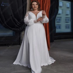 LAYOUT NICEB White A-Line Sweep Train Chiffon Long Sleeve Backless Wedding Dress 2023 Plus Size Brautkleider Robe De Mariée