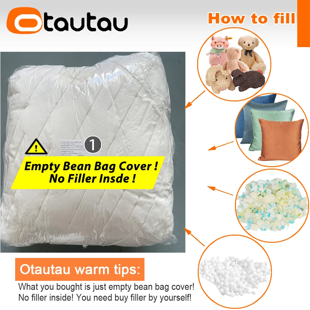 OTAUTAU Winter Christmas Bean Bag Cover Faux Fur Corner Nest Pouf Beanbag Cover SF627【No Filler!Need Buy Filler Yourself!】