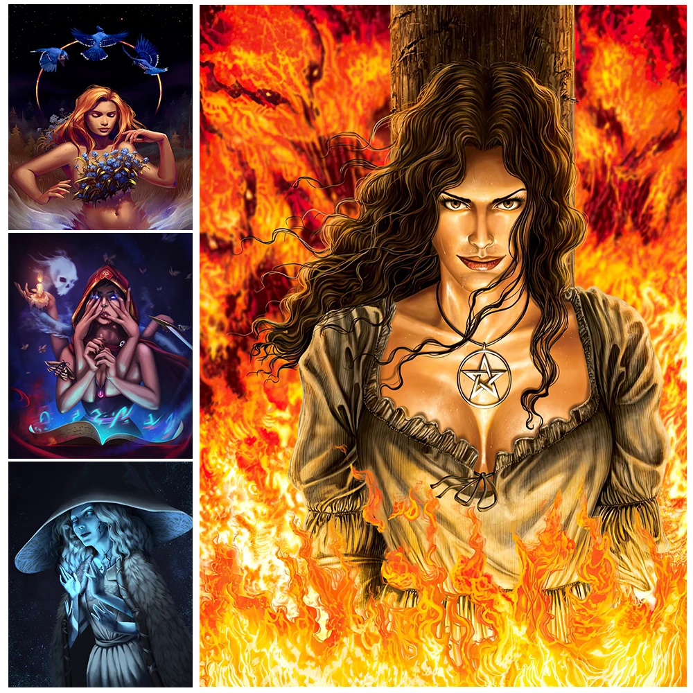 

Moon Witch And Spider Queen Vintage Wall Art Canvas Painting Home Decorariton Heretic Wicca Art Poster And Print Unframed