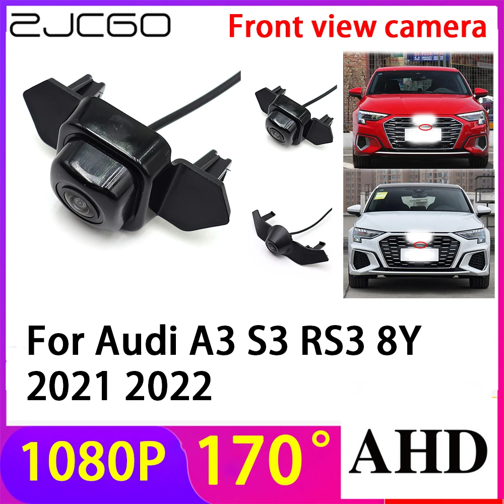 

ZJCGO AHD 1080P LOGO Car Parking Front View Camera Waterproof for Audi A3 S3 RS3 8Y 2021 2022