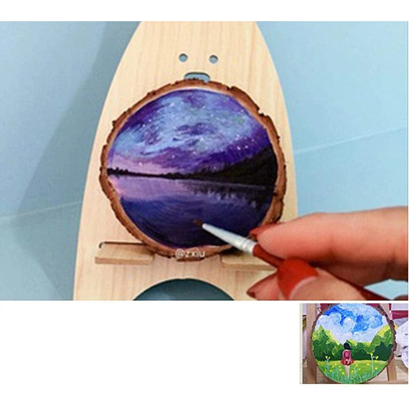 20 Pack Unfinished Wood Slices Keychain Blank Hand-Painted Wooden Keychain Christmas Pendant DIY Wood Keychain