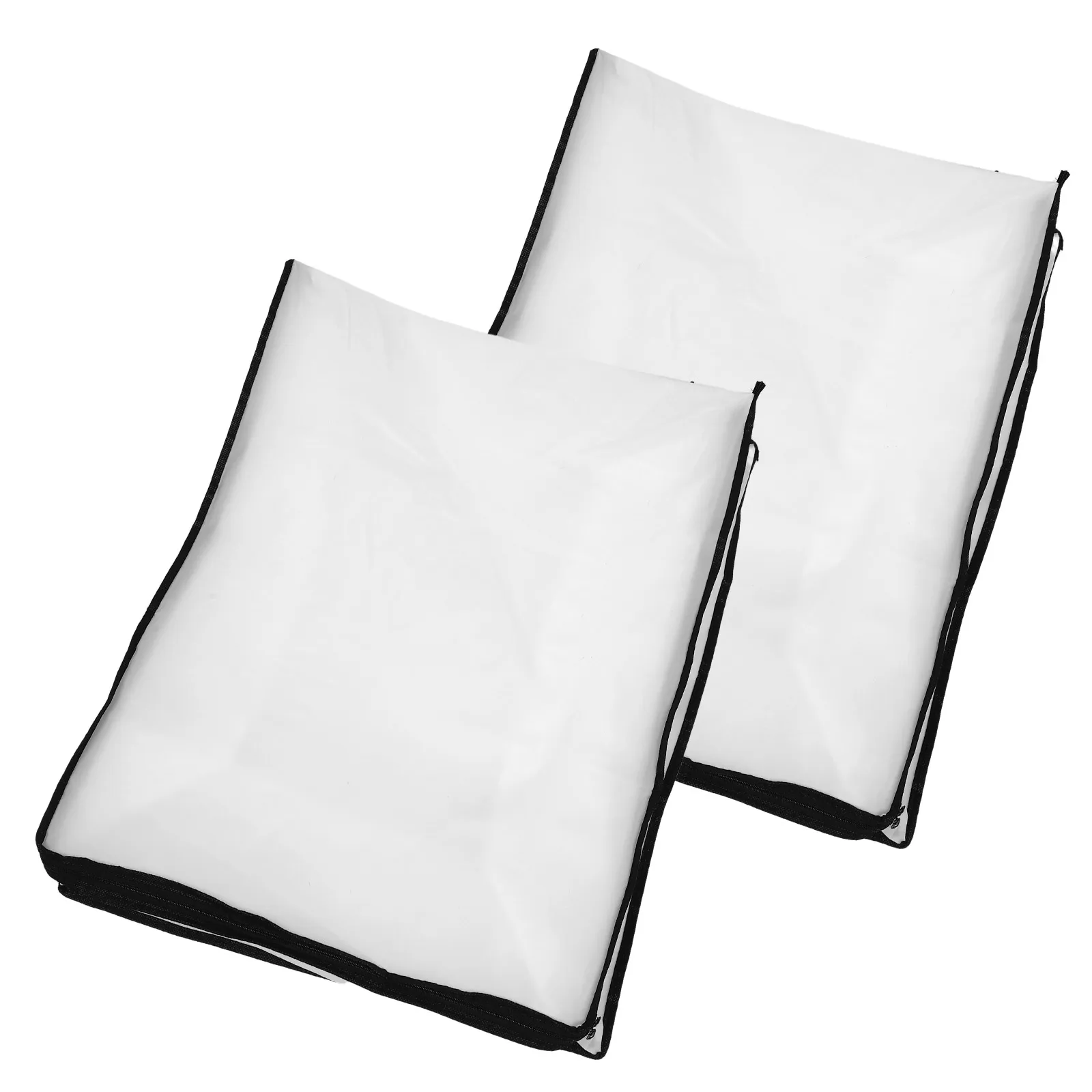 

2Pcs Under Bed Storage Bags Transparent Waterproof Foldable Quilt Clothes Organizer Space Saving Compression Bags for Bedding
