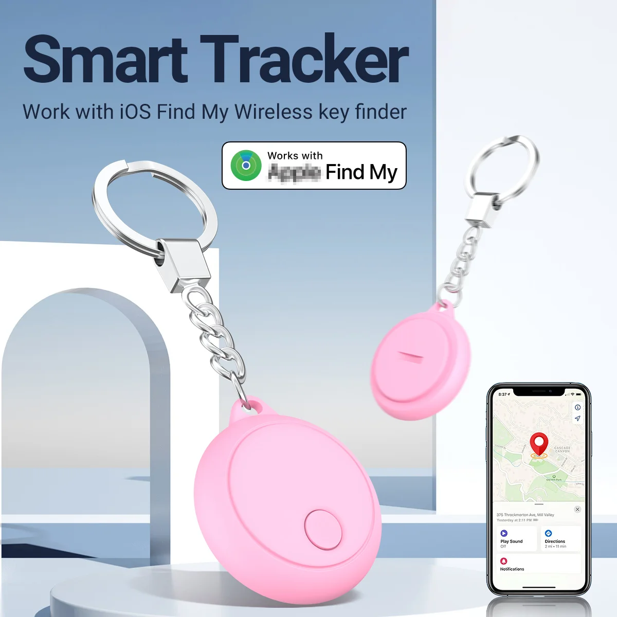 Portable GPS Smart Tracker Air Tag Pink Mini Loss Prevention for Find Me Luggage Tracker Pet Finder Backpack Loss Tracker