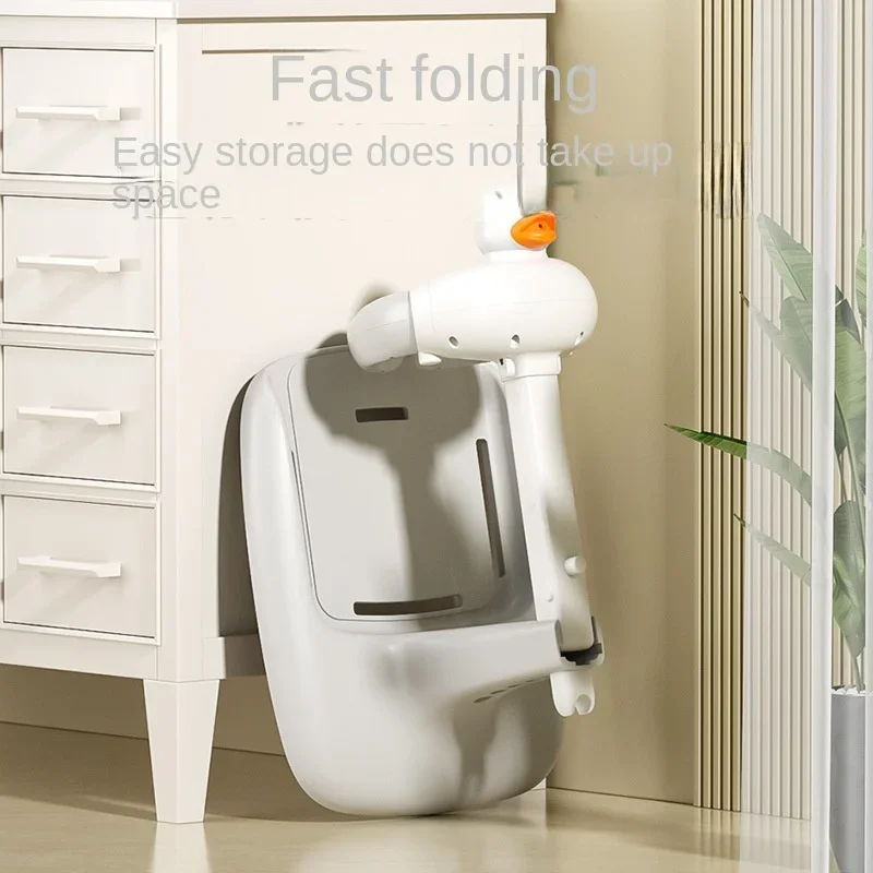 Cartoon Duck Baby Standing Bath Tools, Infant Baby Bath Shower Head Tables, Newborn Baby Items Butt Wash Bath Standing Racks