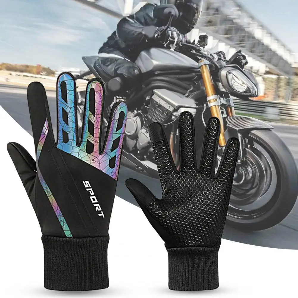 Guanti da moto da uomo Guanti termici riflettenti colorati antiscivolo impermeabili con dita intere Sport