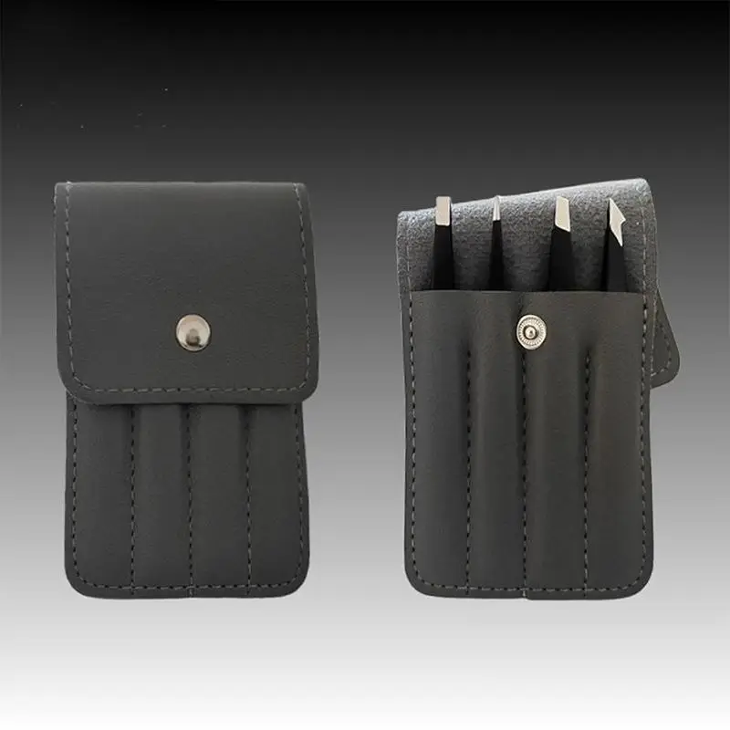 4Pcs Stainless Steel Curved Tweezers Set, Beauty Tool for Eyebrow Beard White Hair Removal