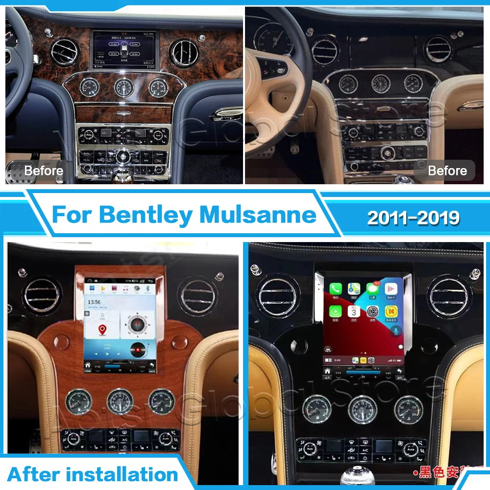 Android 12 8+256 Auto Stereo For Bentley Mulsanne 2011-2019 Tesla Style Multimedia Player Car GPS Navigation Head Radio Tape