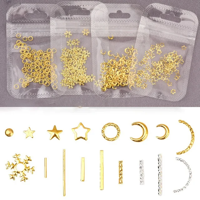 1 paczka złoto srebro mieszane pusta metalowa rama 3D ozdoby do paznokci Ocean muszla metalowe szpilki nity DIY akcesoria do Manicure