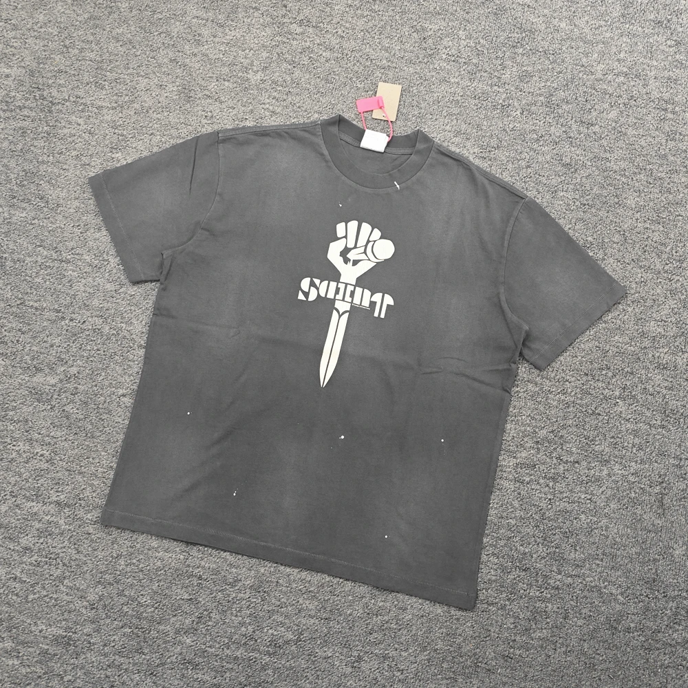 

Yao Fashion SAINT OF MICHAEL Sport Винтаж Ретро Y2k Уличная одежда High Street Oversize Свободная повседневная мужская одежда Футболка