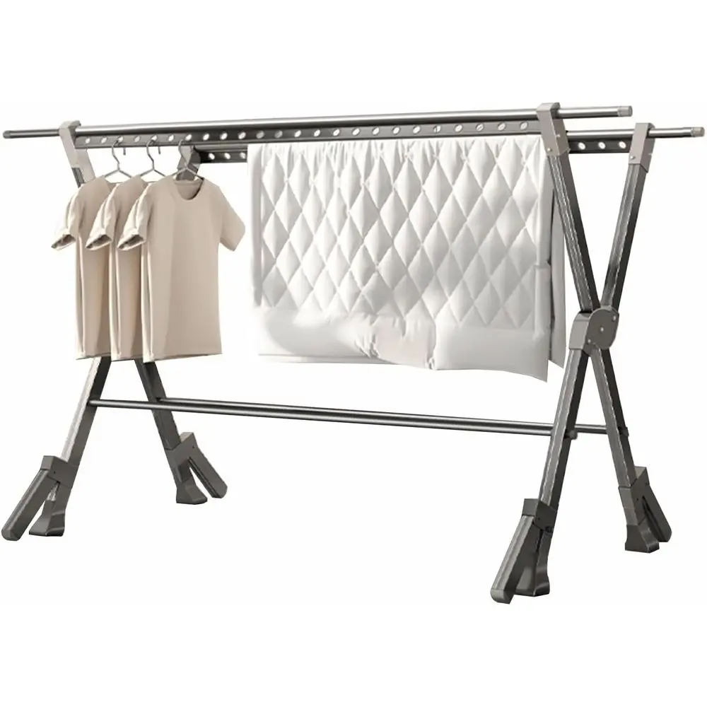 

Алюминиевая складная полка для белья, компактная сушильная подставка для использования в помещении, ветрозащитная опора, решение для хранения одежды