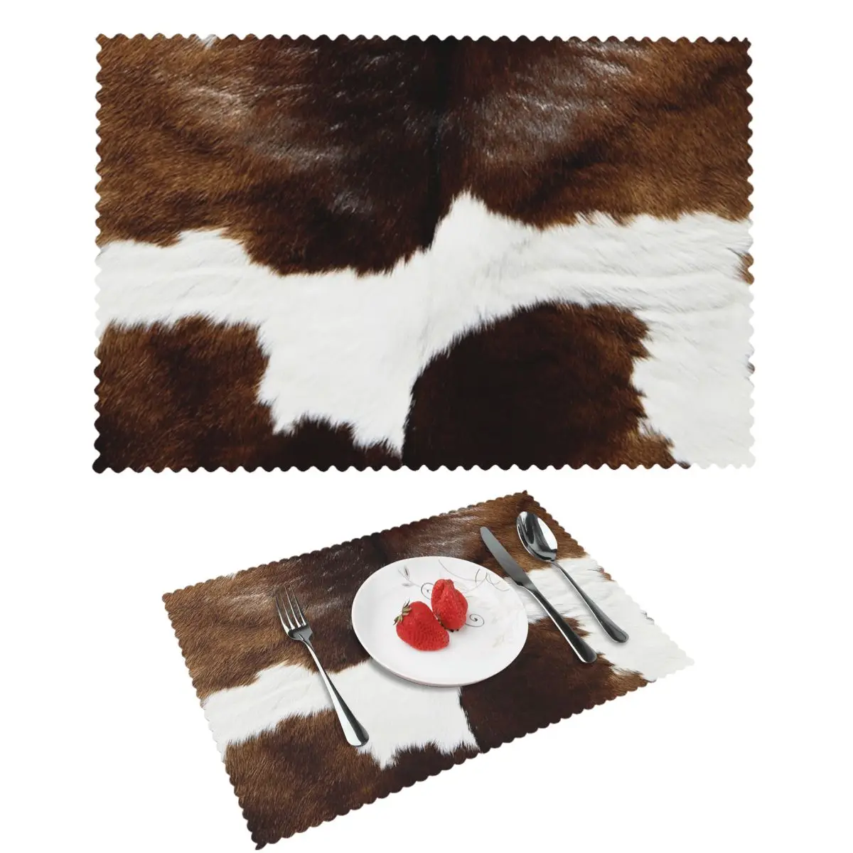 Rustic Ranch Cow Print Placemat Non-Slip Plate Mat for Dining Table Bowl Coaster Super Absorbent Mats
