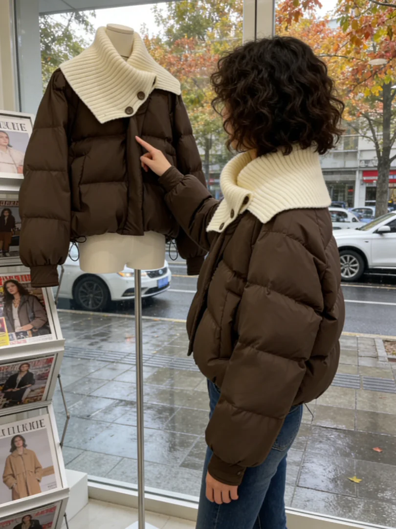 

Новая зимняя вязаная хлопковая куртка 2025 года, свободного кроя, маленького размера, женская, модная, для повседневной носки, в корейском стиле, стандартный размер S