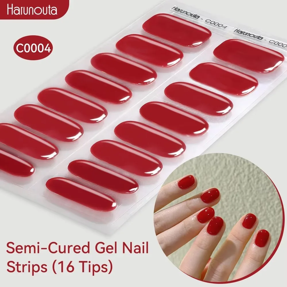 16Strips Gel Nail Stickers Gradient Auroras Semi Cured Nail Art Stickers Full Cover Long Lasting Nail Patch DIY Nail Art Making