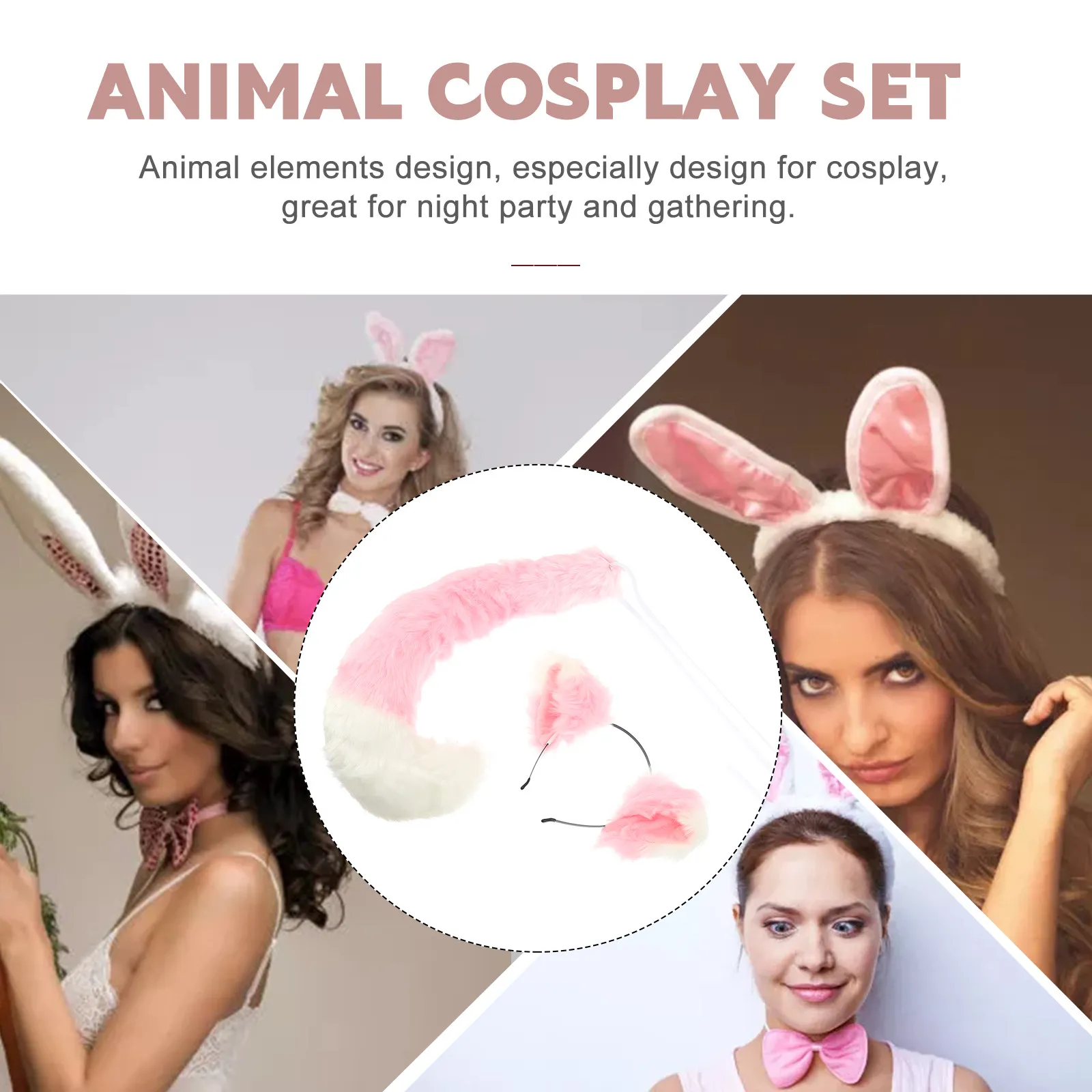 

Набор из 1 предмета: очаровательная повязка на голову с ушками животного и хвостом, стильный аксессуар для вечеринок, украшение для костюмов и ночных мероприятий