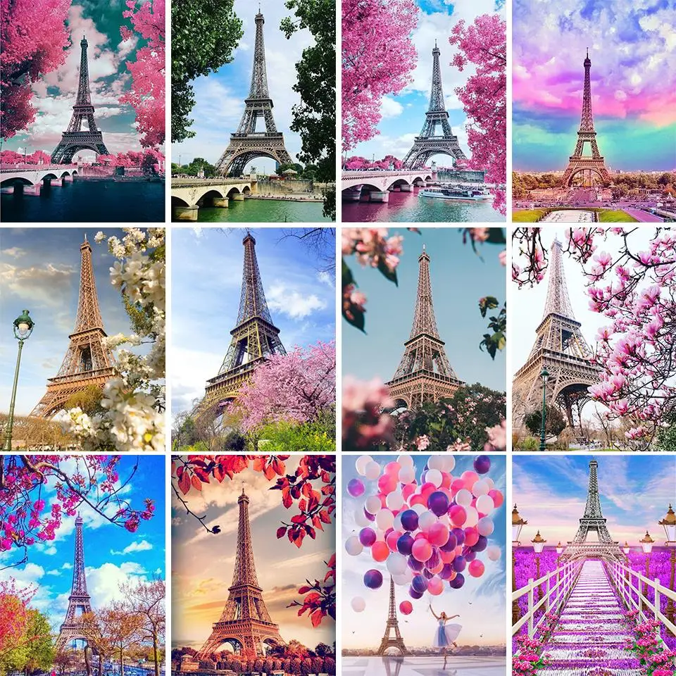 

5D DIY Diamond Painting Landscape Rhinestone Picture Paris Eiffel Tower Diamond Embroidery Mosaic Art Gift Home Decoration Kit