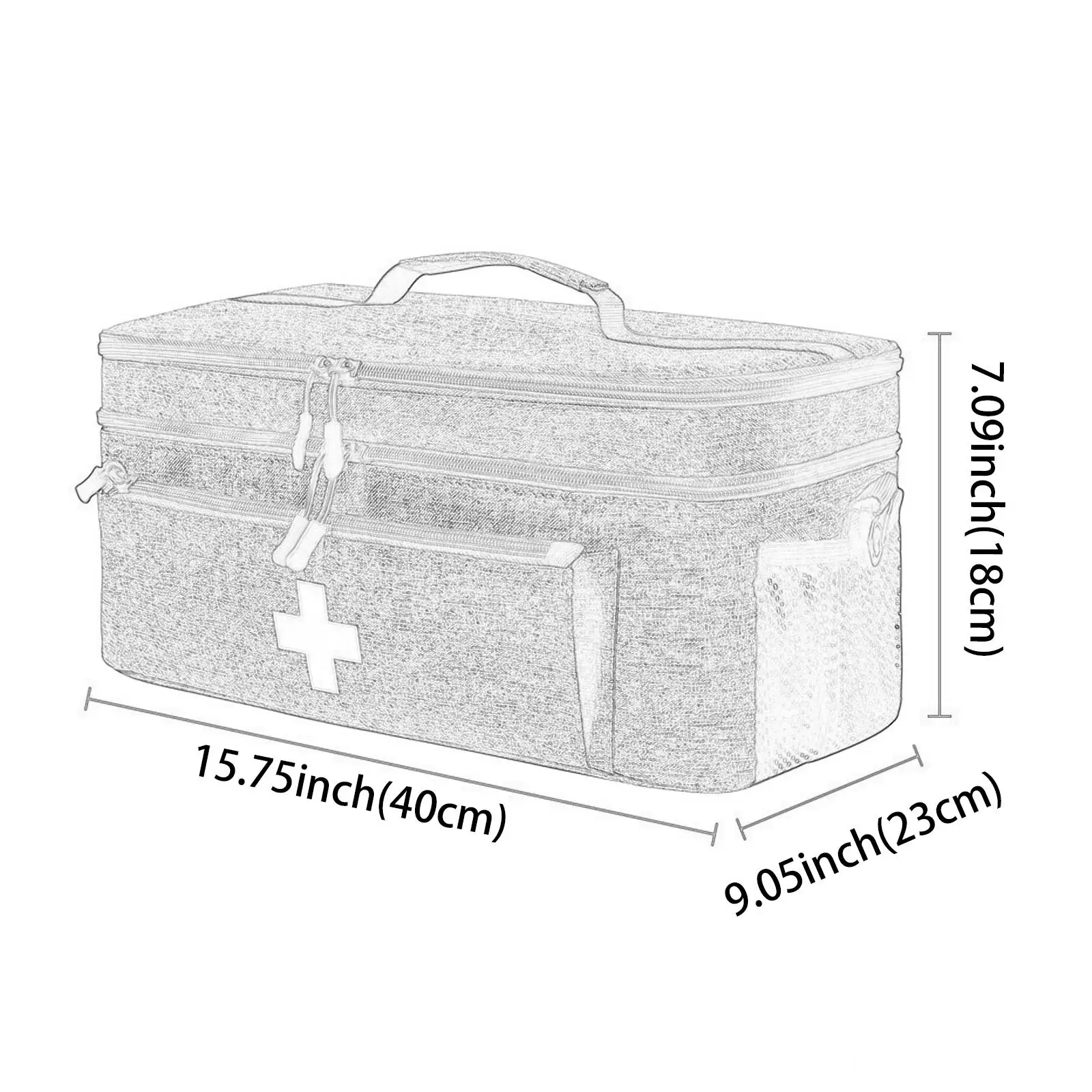First Aid Bag Medical Detachable Strap Lightweight Drug Carry Storage Bag for Emergency Car
