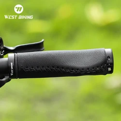 WEST BIKING Bicycle Handlebar Grips Anti-Slip Shockproof Handlebar Cover Soft TPR Leather Comfortable Sweat Proof Cycling Grips