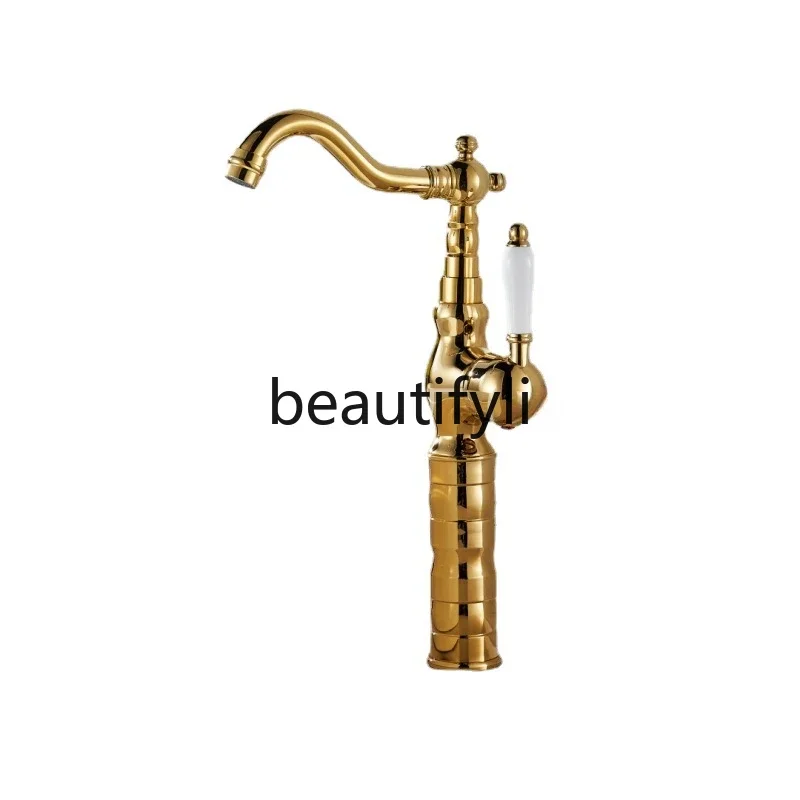 High value French retro rotatable hot and cold water mixing head for the basin faucet on the stage