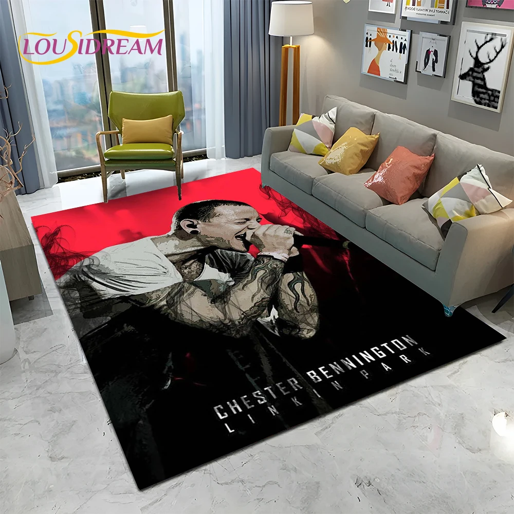 3D Retro Rock Band L-Linkin Park Logo Carpet Rug for Home Living Room Bedroom Sofa Doormat Decor,kid Area Rug Non-slip Floor Mat