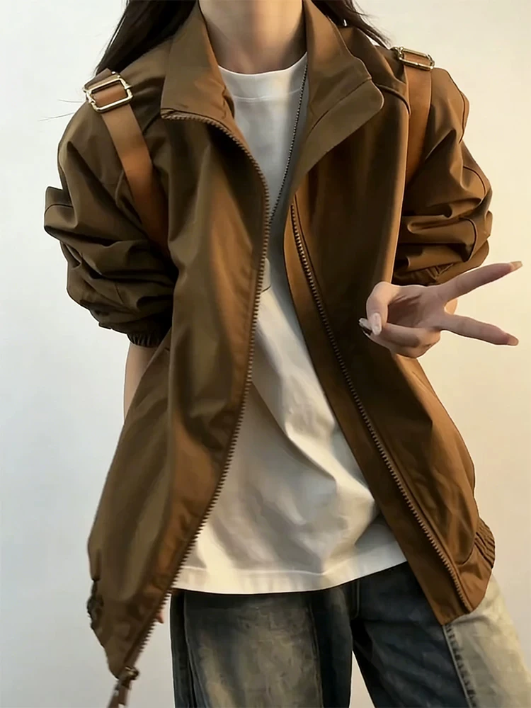 American Style Cleanfit Stand Collar Pilot Jacket Men's Spring Autumn Shape Workwear Coat High Sense Baseball Uniform