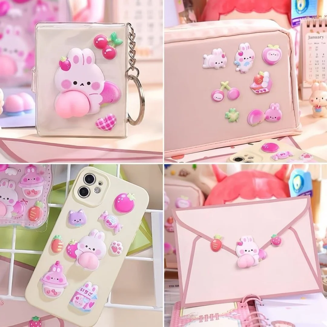 Kawaii 3D Puffy Stickers Soft Butt Cute Cartoon Animal Fruit DIY Scrapbooking Phone Diary Decor Decompression Gift