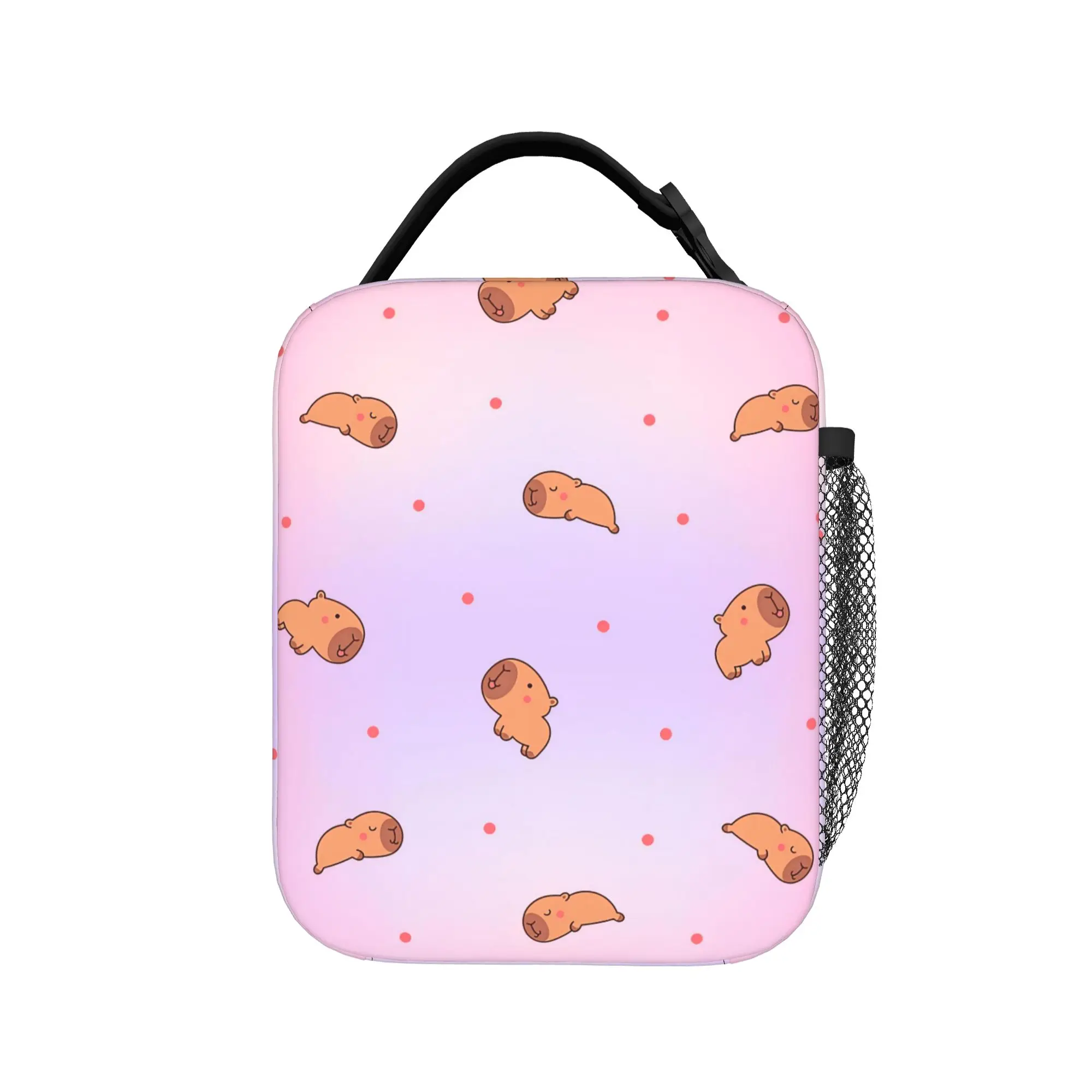 Kawaii Capybara Thermal Insulated Lunch Bag for School  Reusable Food Bag Container Cooler Thermal Food Box