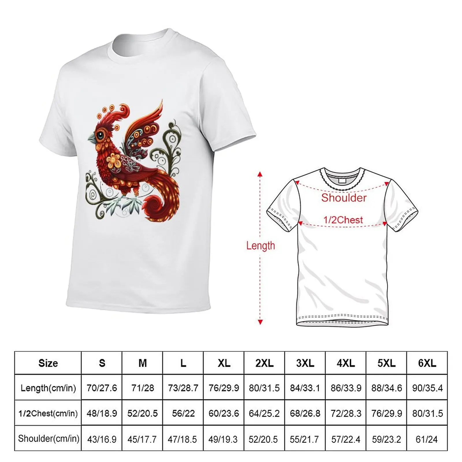 Whimsical Red Bird T-Shirt Athletic Quick Dry T-Shirt for Men