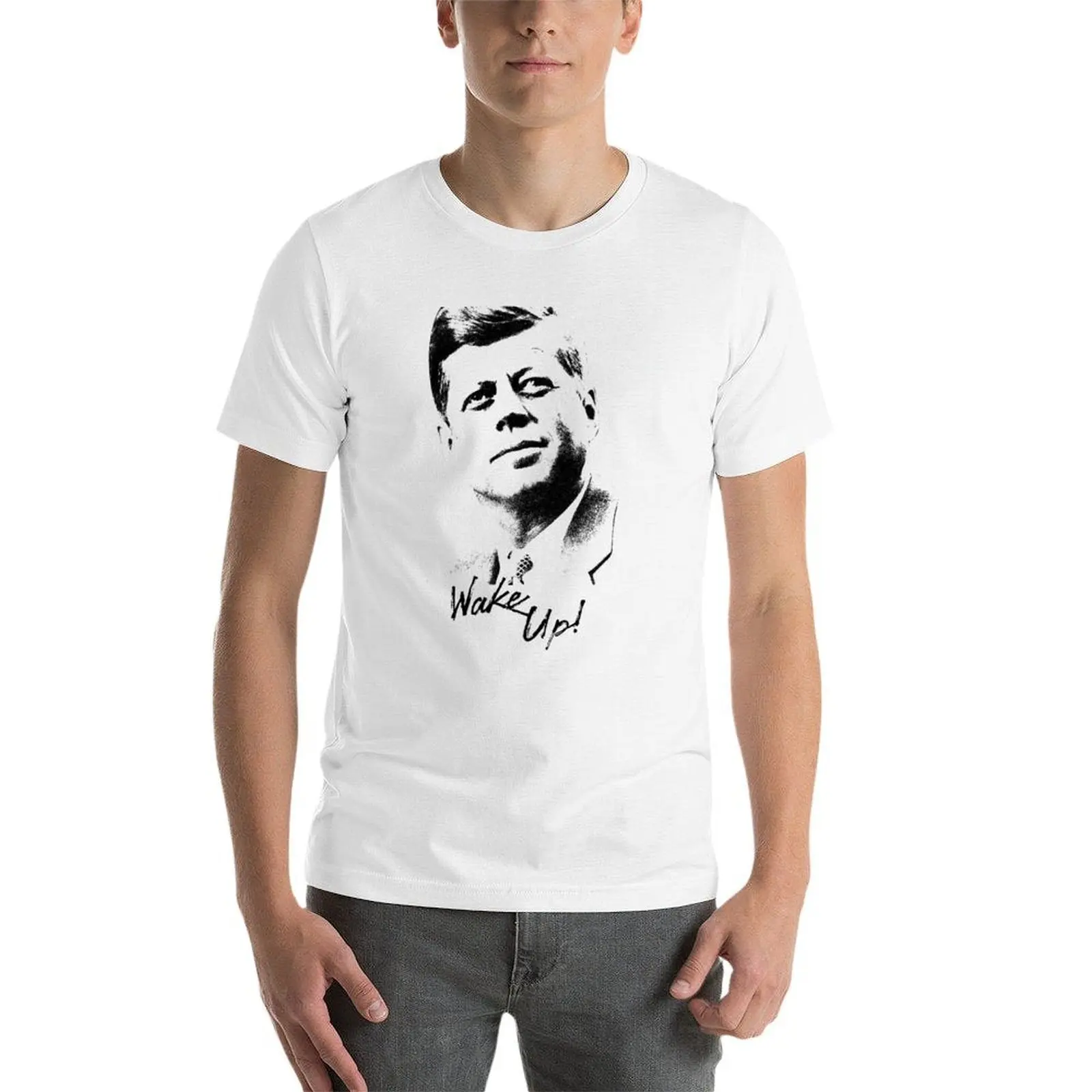 JFK استيقظ! تي شيرت تي شيرت للرجال تي شيرت جرافيك تي شيرت رجالي مصمم تي شيرت