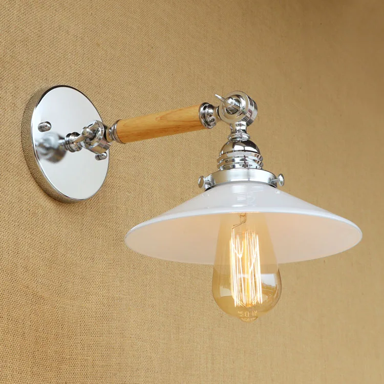 

Loft Industrial Wall Lamp Glass Lampshade free adjust single swing arm for living room bedroom restaurant bar