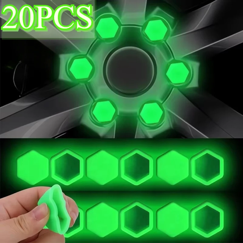 20pcs Car Wheel Nut Luminous Protection Covers Anti-Rust Caps Auto Hub Car Tire Screw Caps Nut Bolt Auto Accessories 17/19/21mm