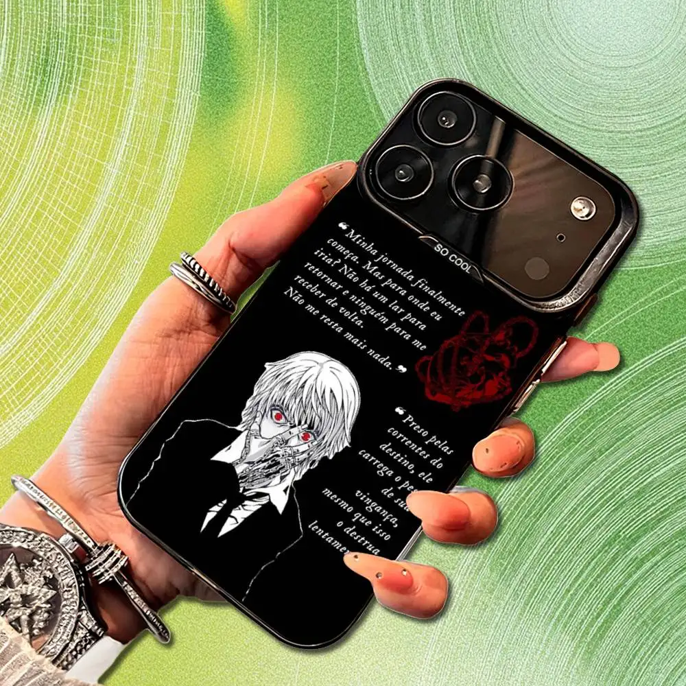 H-Hunter X Hunter K-Kurapika Funda de teléfono para iPhone 14,17,13,12,11,16,15,Mini,Pro,SE,XS,MAX,Funda de silicona negra mate