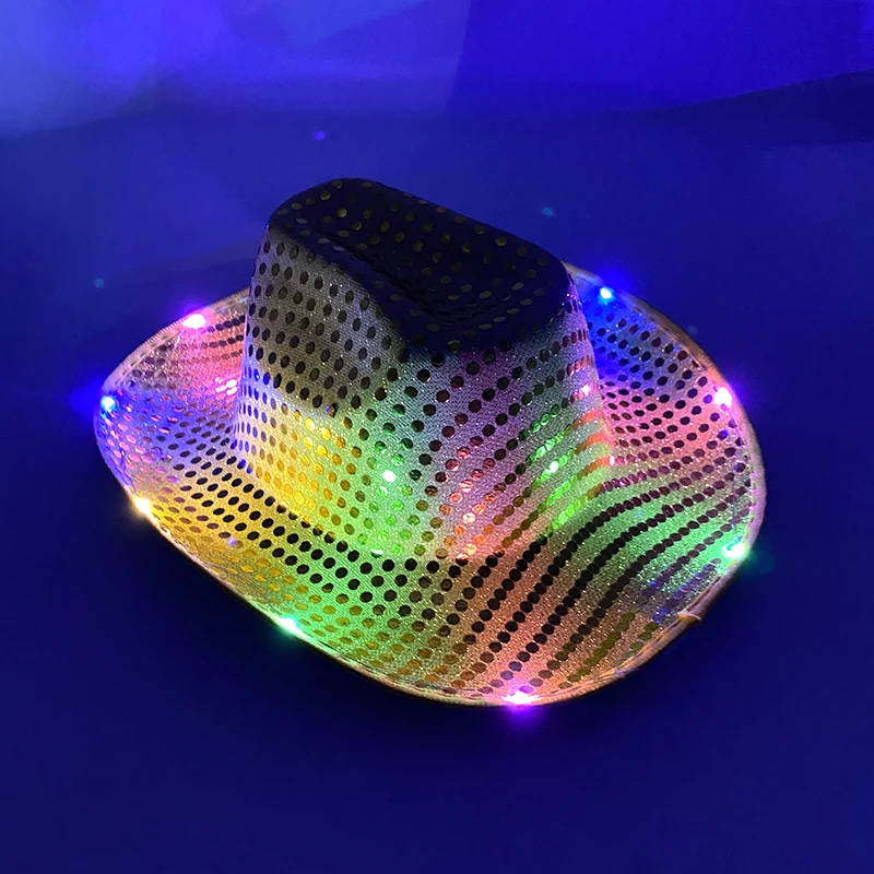 Nieuw ontwerp oplichtende cowboyhoed creatieve lichtgevende knipperende hoed maskerade carnaval gloeiende benodigdheden nachtshow neon accessoires