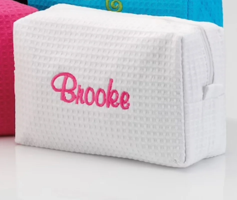 Personalized Gift And Makeup Bag For Girls, Waffle Travel Storage, Large Capacity Stationery And Makeup Bag, Bridesmaid Gifts