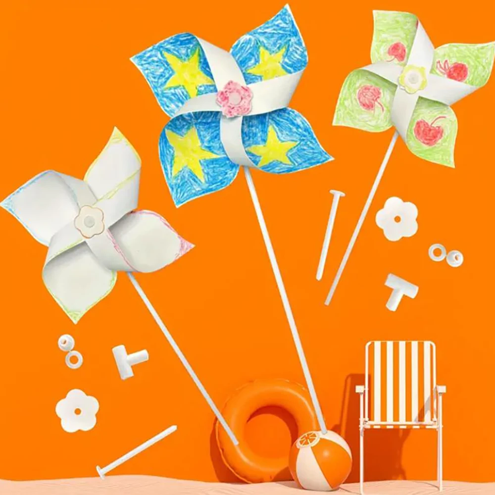 24pcs Pinwheels Paper Diy Kids Pinwheel Windmill Craft Toys Kindergarten Blank Painting Graffiti Toy Bulk Garden Wind Windmills