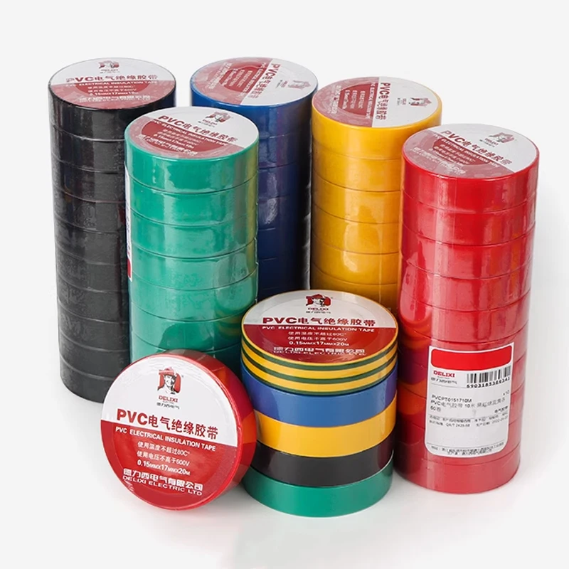 DELIXI PVC Electrical Insulation Tape Waterproof High Temperature Resistant Soft Adhesive Electrical Tape Red/Yellow/Blue/Yellow