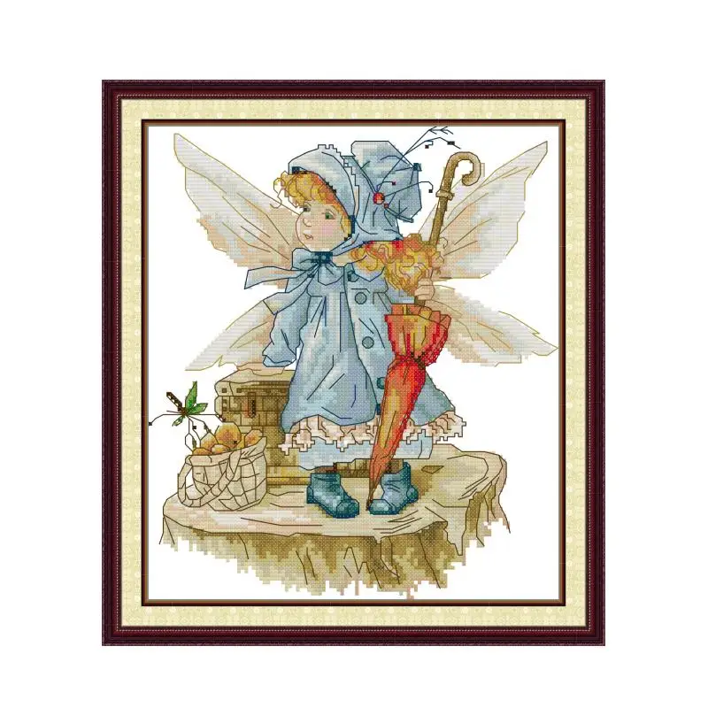 Autumn Siren Pattern Cross Stitch Kits DIY Handmade Needlework Aida 14CT 16CT 11CT White Printed Fabric Embroidery Set