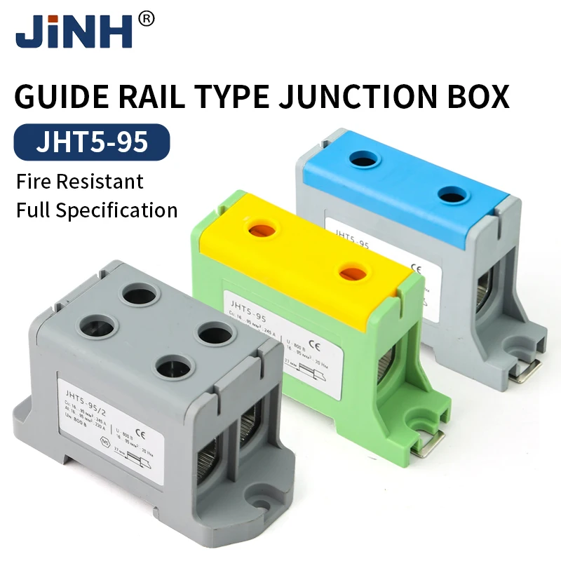 

JINH JHT5 95mm² AL /CU power Compact distribution blocks Din Rail Cable Unipolar Distribution Large Power terminal block Box