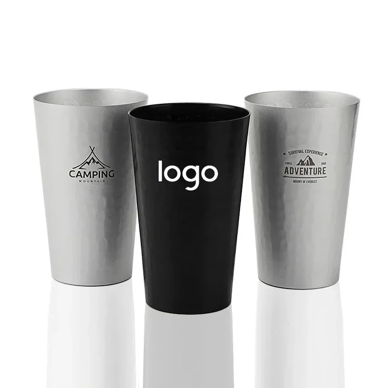 15oz Beer Cup Aluminum Metal Mug Hammered Texture Water Mugs Coffee Travel Mug 450ml Wholesale Free Customization Logo